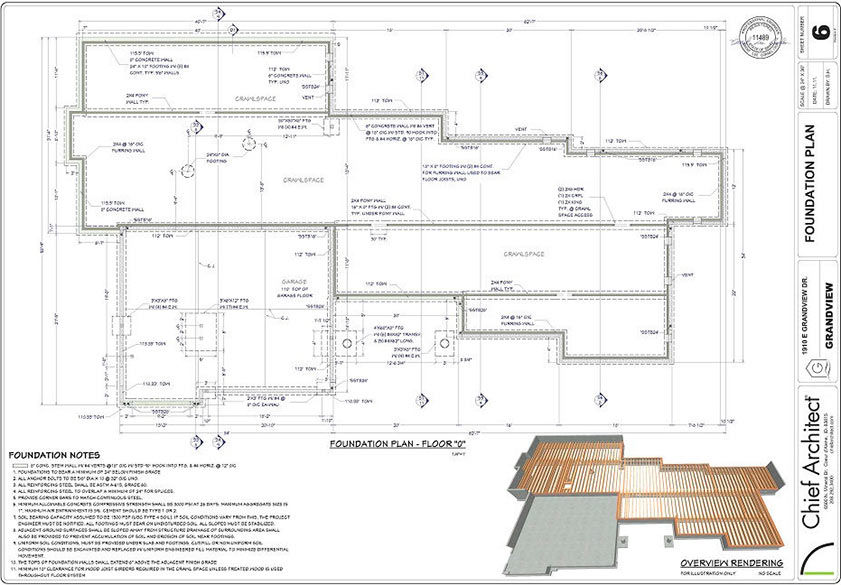 Residential foundation plan and construction document