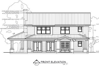 2D elevation of a Bungalow style house