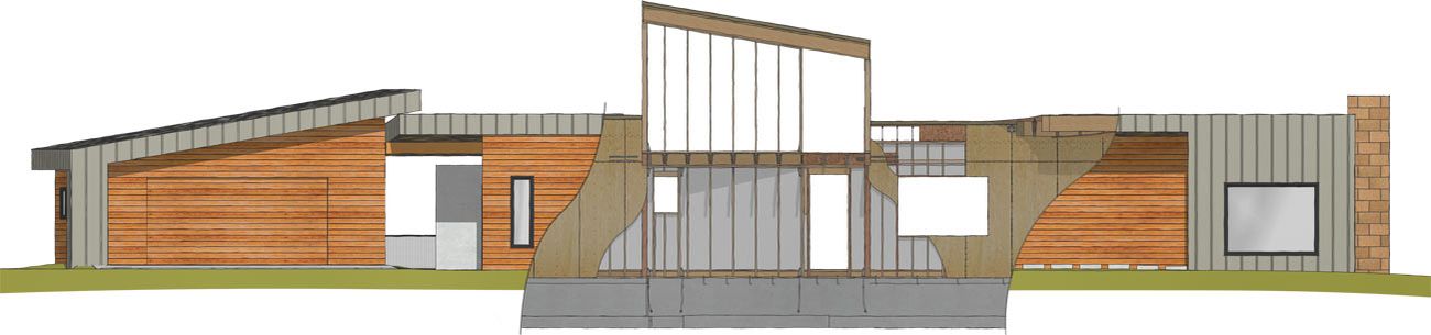 Fine Homebuilding California House design - front elevation illustration