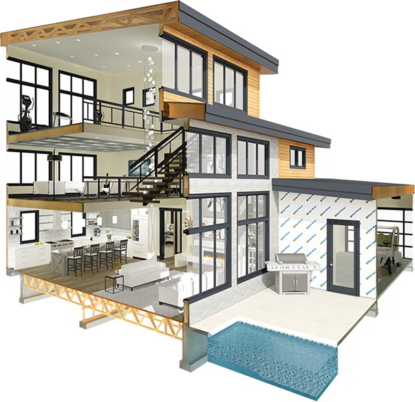 3D house cross-section