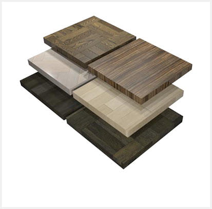 Hardwood flooring samples to visualize room design
