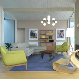 Eichler Modernism Living Room 360° panorama