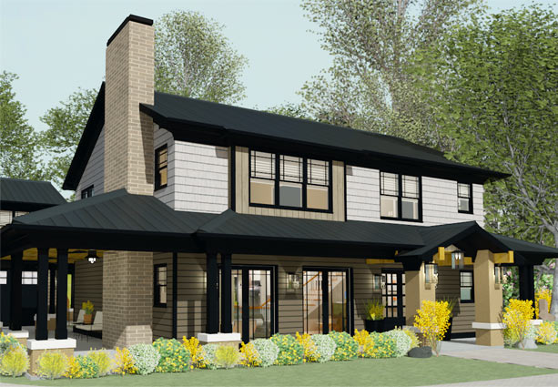 Chief Architect Home Design Software for Builders and Remodelers - Modern Bungalow front view