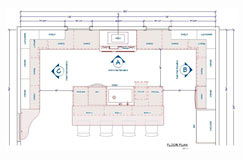Kitchen floorplan with NKBA dimension standards