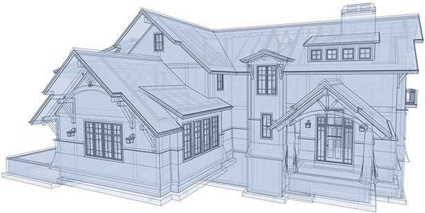 Glass House rendering of the Timber Frame home design.