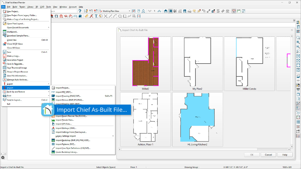 Saved As-Built models displayed in Chief Architect software are available to download from the Chief Cloud