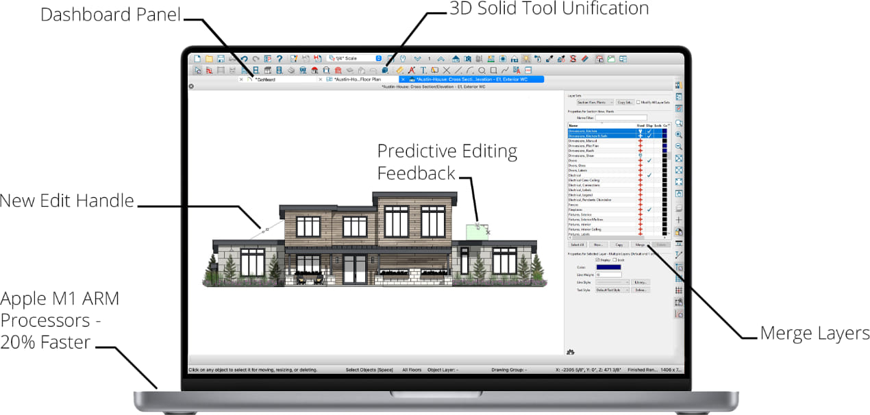 2D House Elevation on a Mac and new Chief Architect X14 features.