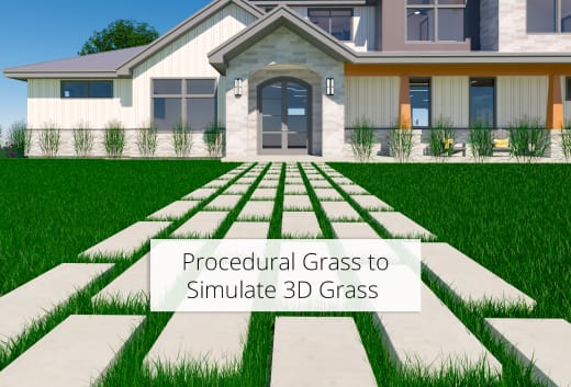 Rendering of realistic 3D grass blades using new Chief Architect X15 features