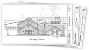 Multiple stacked construction drawings provide detailed information about the construction and materials used for a timber framed home.