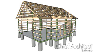 exterior rendering of a pole barn-style shop